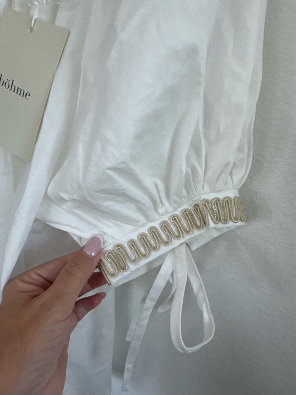 bohme White Smocked-Neck Puff Sleeve Top - Picture 7 of 8